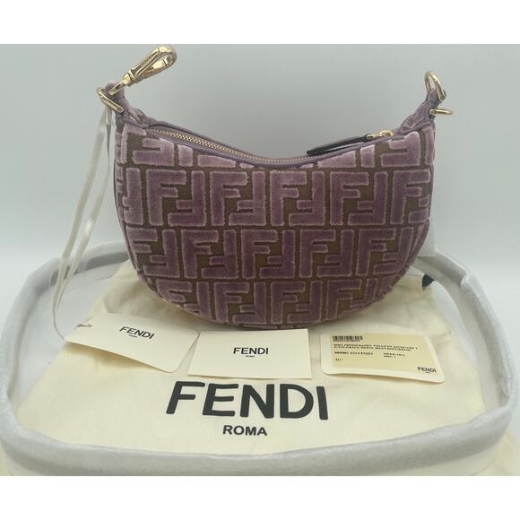 NEW FENDI FENDIGRAPHY MINI VELVET FF SHOULDER CROSSBODY BAG PURSE AUTHENTIC NWT! - Picture 11 of 16